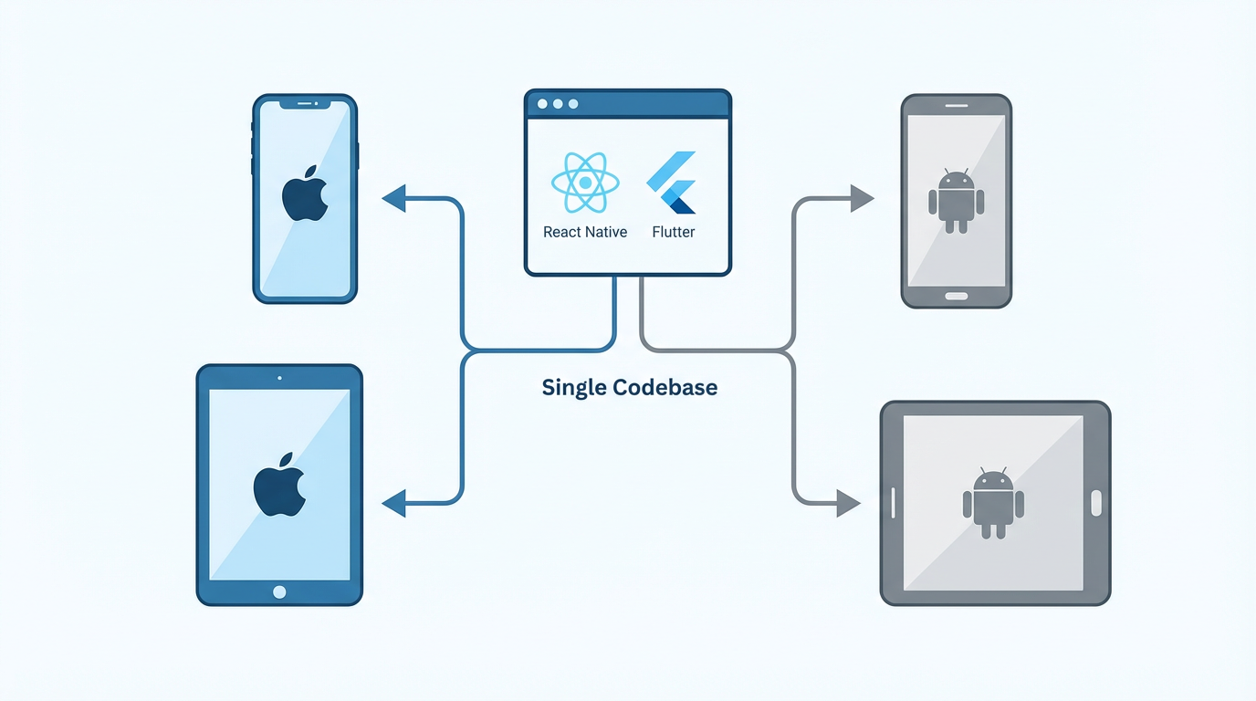 Apps multiplataforma (React Native, Flutter)